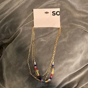 Gold Chain Necklace with colored beads